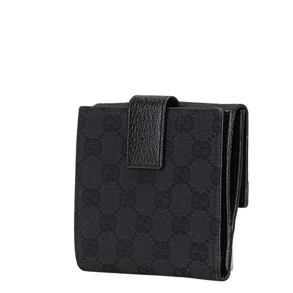 Gucci Canvas Leather GG Black Studded Bifold Wallet - Picture 1 of 8
